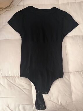 Black Short Sleeve One-Piece Bodysuit